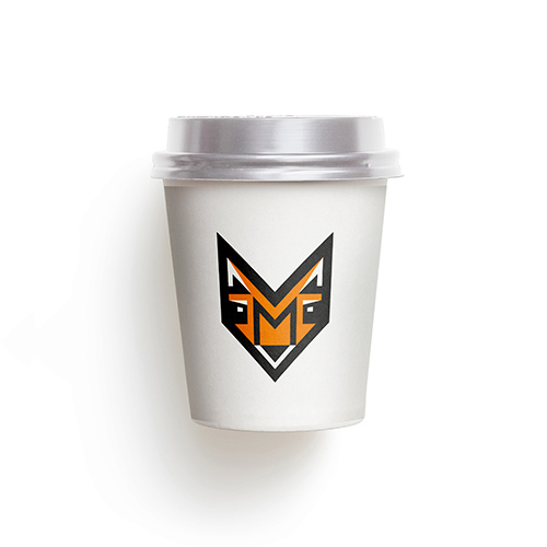 Letter M Fox Logo logo on a take-away coffee cup mockup