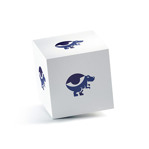 Trex Eye Logo logo on a 3D square box mockup
