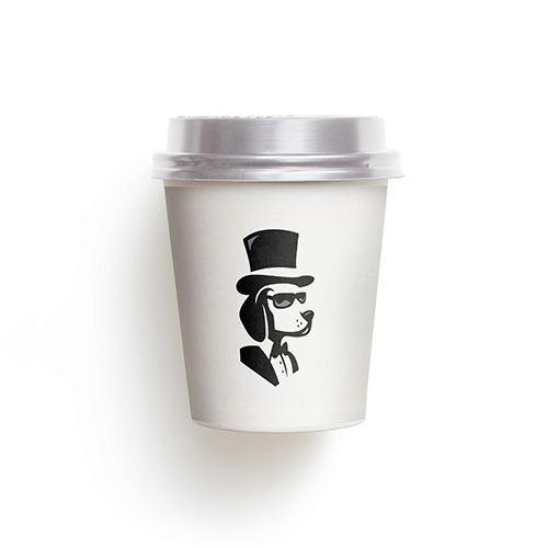 Formal Dog Logo logo on a take-away coffee cup mockup