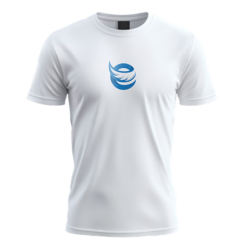 e Wing Logo logo on a white t-shirt mockup