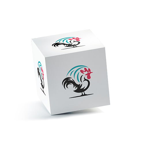 Chicken Logo logo on a 3D square box mockup