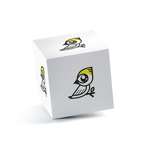 Cute Cockatoo Bird Logo logo on a 3D square box mockup