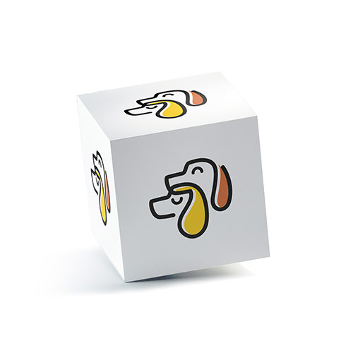 Two Dogs Logo logo on a 3D square box mockup