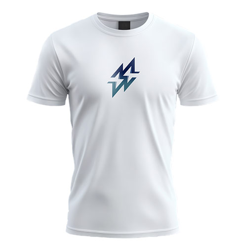 MW Bolts Logo logo on a white t-shirt mockup