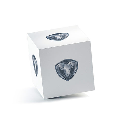 Ram Logo logo on a 3D square box mockup