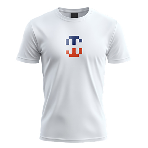 Pixel Letters M H W Logo logo on a white t-shirt mockup