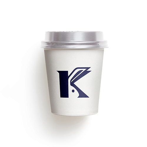 Letter K Rabbit Logo logo on a take-away coffee cup mockup