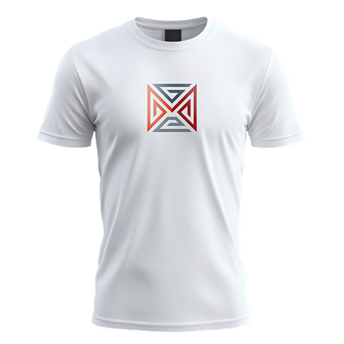 MGE Logo logo on a white t-shirt mockup