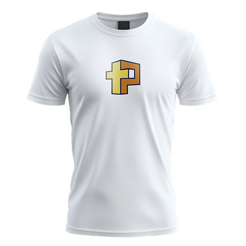P Church Logo logo on a white t-shirt mockup