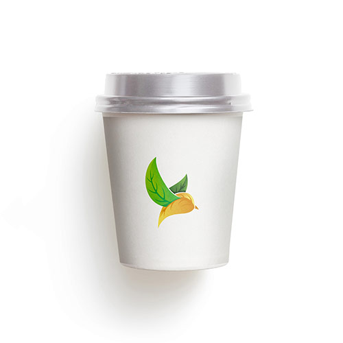 Leaf Bird Logo logo on a take-away coffee cup mockup
