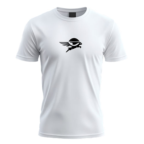 Flying Rabbit Logo logo on a white t-shirt mockup