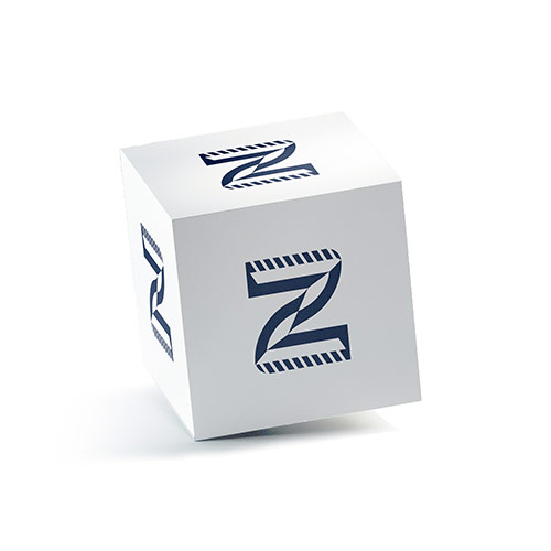 Abstract Letter Z Logo logo on a 3D square box mockup