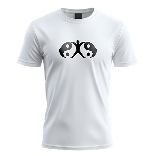 Strong Yin Yang Logo logo on a white t-shirt mockup