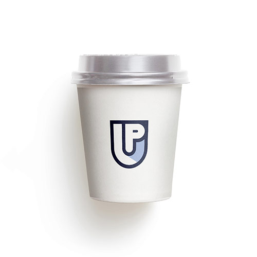UP Logo logo on a take-away coffee cup mockup