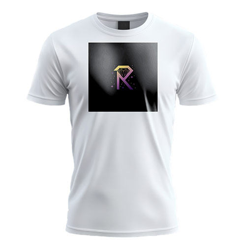 R Diamond Logo logo on a white t-shirt mockup