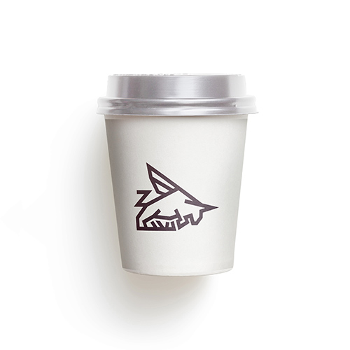Wings Bull Logo logo on a take-away coffee cup mockup