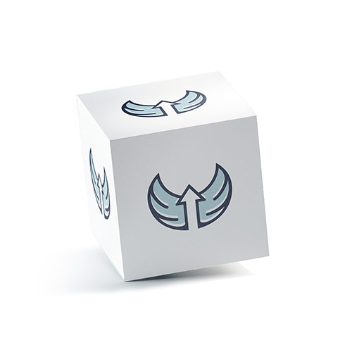 Arrow Wings Logo logo on a 3D square box mockup