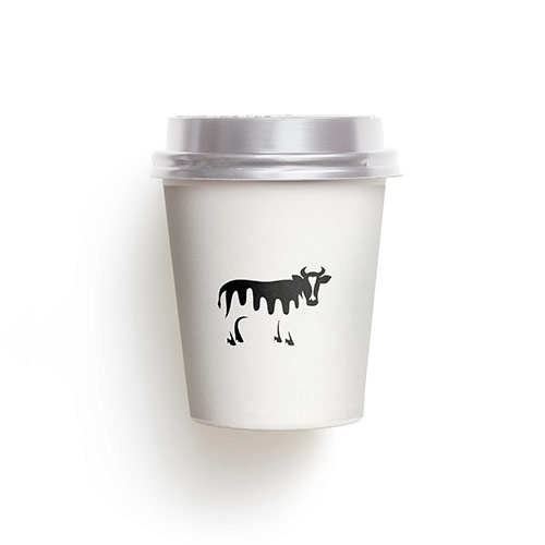 Cow Logo logo on a take-away coffee cup mockup