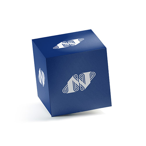 Letter N Drops Logo logo on a 3D square box mockup