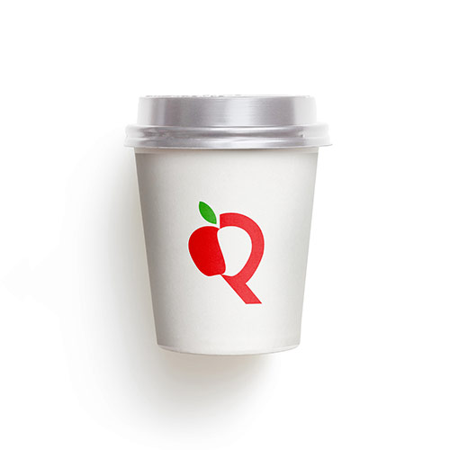 R Apple Logo logo on a take-away coffee cup mockup