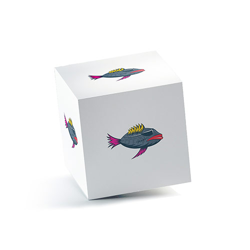 Punk Fish Logo logo on a 3D square box mockup