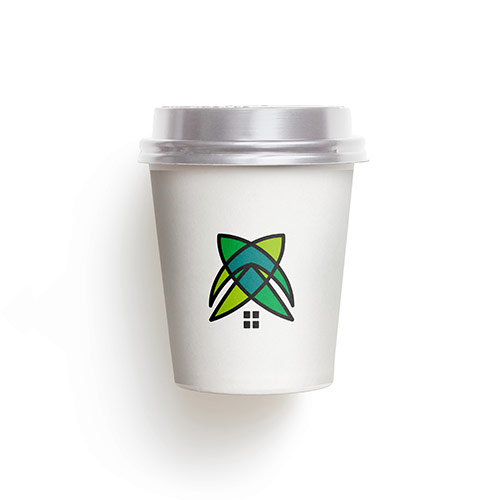 Leaf House Logo logo on a take-away coffee cup mockup