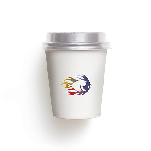 Flaming Fish Logo logo on a take-away coffee cup mockup