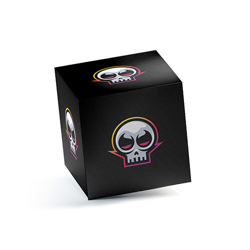 Skull Logo logo on a 3D square box mockup