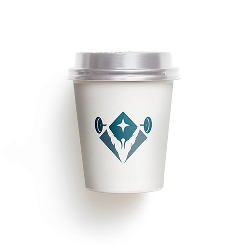 V Gym Logo logo on a take-away coffee cup mockup
