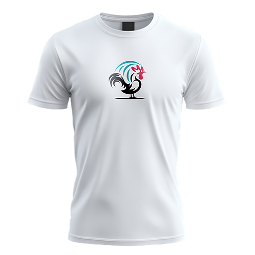 Chicken Logo logo on a white t-shirt mockup