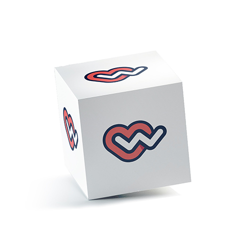 Love Letter W Logo logo on a 3D square box mockup