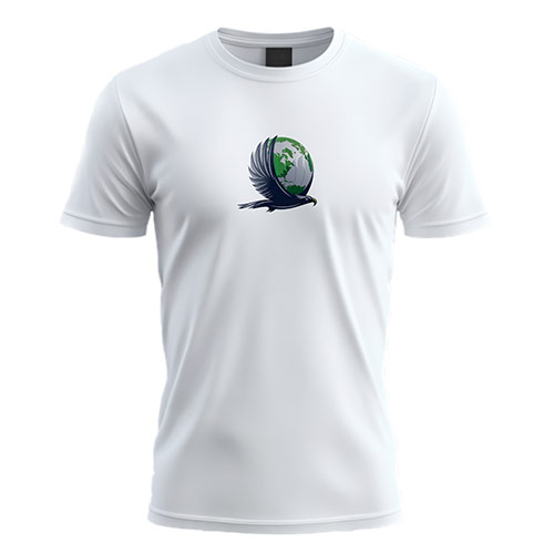 Eagle Globe Logo logo on a white t-shirt mockup