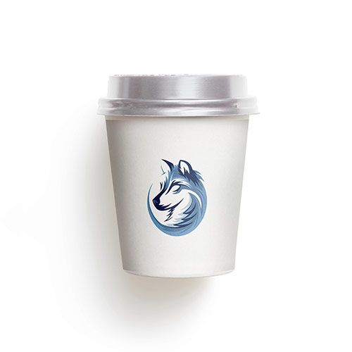 Wolf Logo logo on a take-away coffee cup mockup