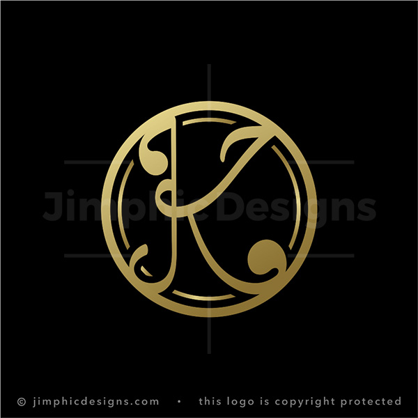Golden Stylish Script in a Letter K Logo - pre-made logo for sale