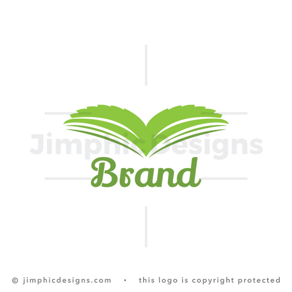 Natural Green Leaves Open Book Logo