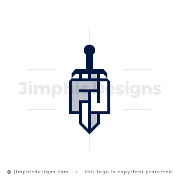 Letters F J Sword Logo