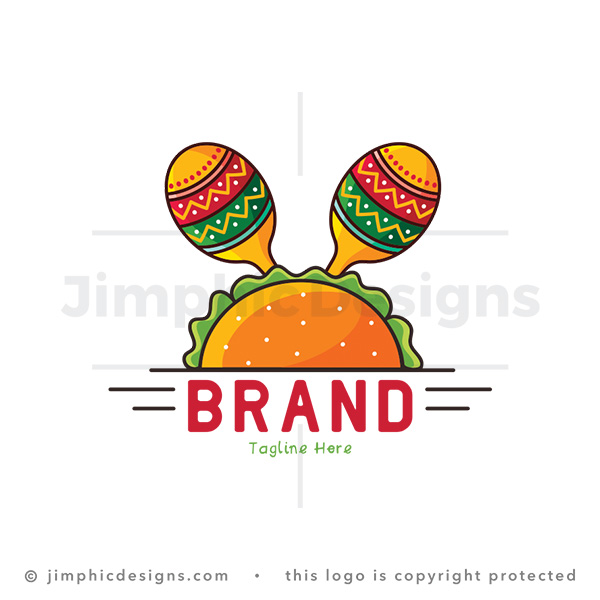 Mexican Taco with Festive Maracas Logo