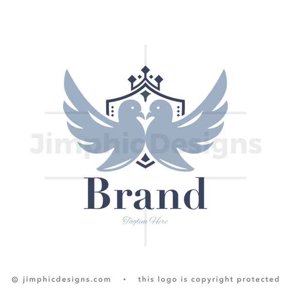 Heraldic Two Doves Shield Logo