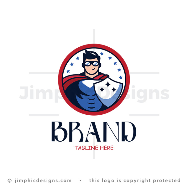 Superhero Strong Shield Badge Logo