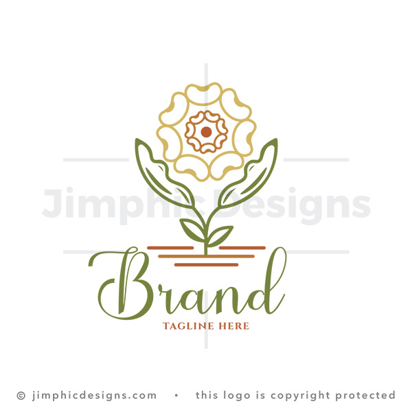 Organic Soybeans Line Art Flower Logo