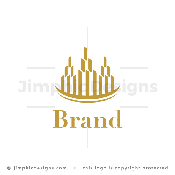 Abstract Royal Gold Crown Building Skyline Logo