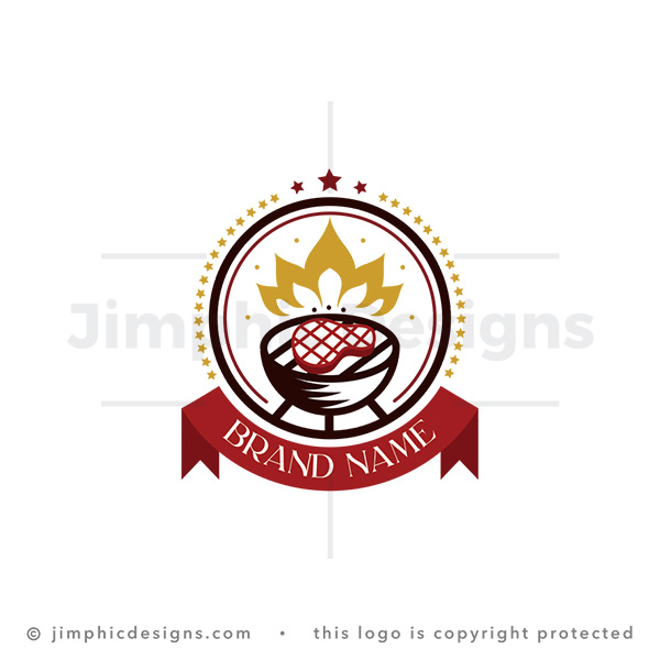 Sunflower Fire BBQ Grill Steakhouse Vintage Badge Logo