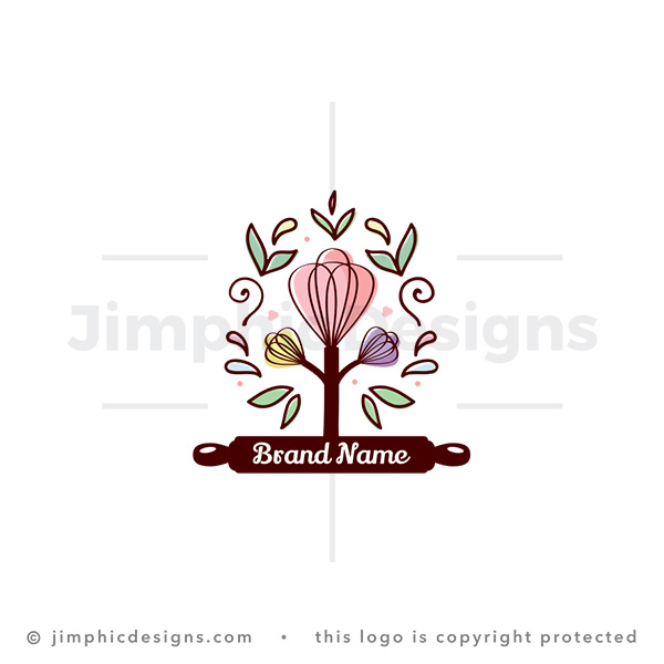 Organic Whisk Tree Artisan Pastry Rolling Pin Logo
