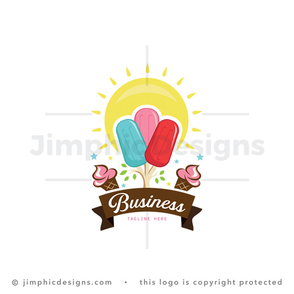 Summer Ice Cream Popsicle Sweet Shop Logo