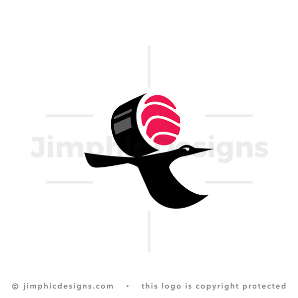 Sushi Crane Bird Logo