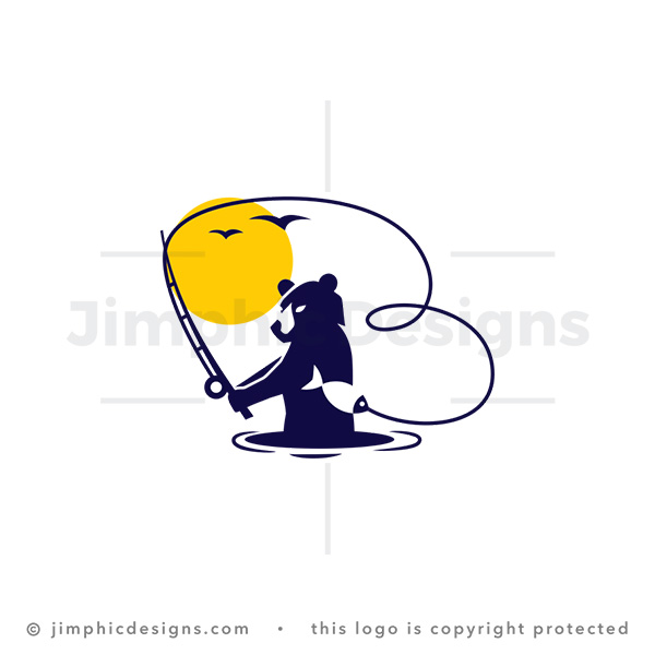 Fishing Letter B Bear Logo