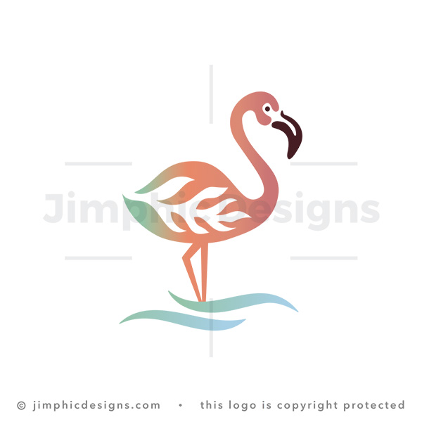 Flamingo Tropical Leaf Logo