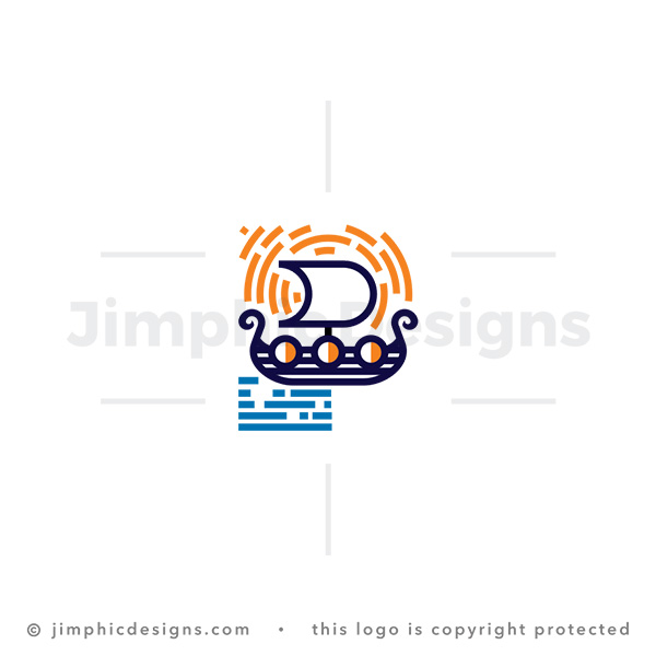 Letter P Viking Ship Logo