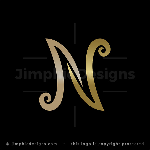 Elegant Golden Script Letter N Logo