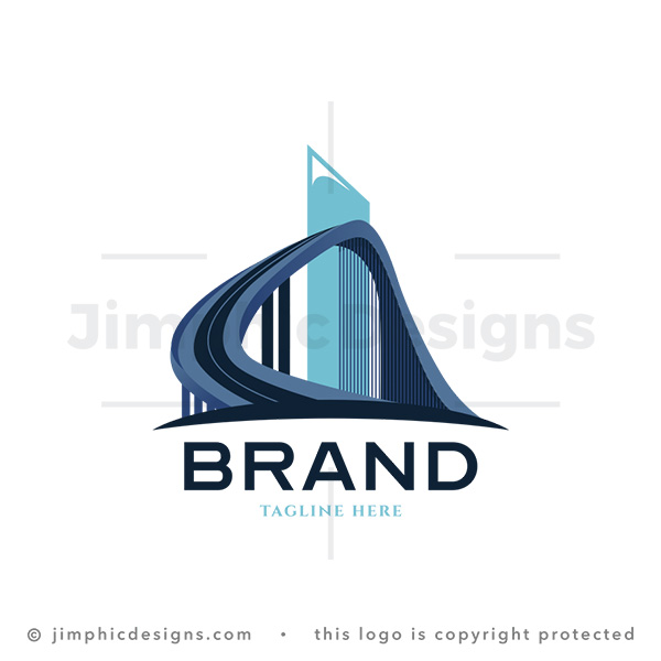 Modern Bridge Tower Arch Logo